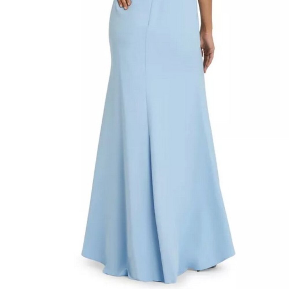 Mac Duggal Powder Blue Bow Shoulder V-Neck Gown - Picture 4 of 5